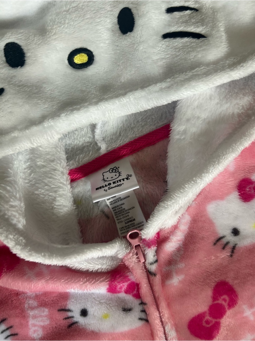 Hello Kitty Pink Hooded Onesie Pajama Set - Picture 3 of 3